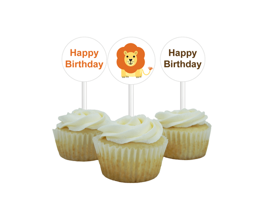 printable lion birthday cupcake toppers - Celebrating Together
