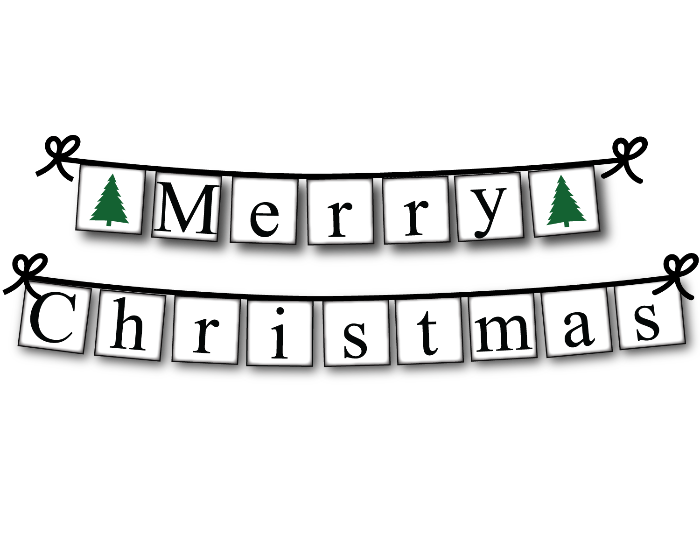 merry christmas black and white clipart
