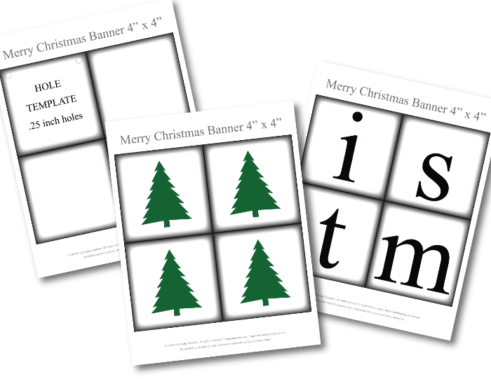 printable christmas trees for diy merry christmas banner - Celebrating Together