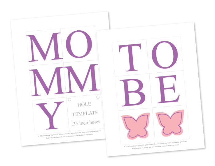 diy mommy to be chair sign - printable butterfly baby shower decorations - Celebrating Together