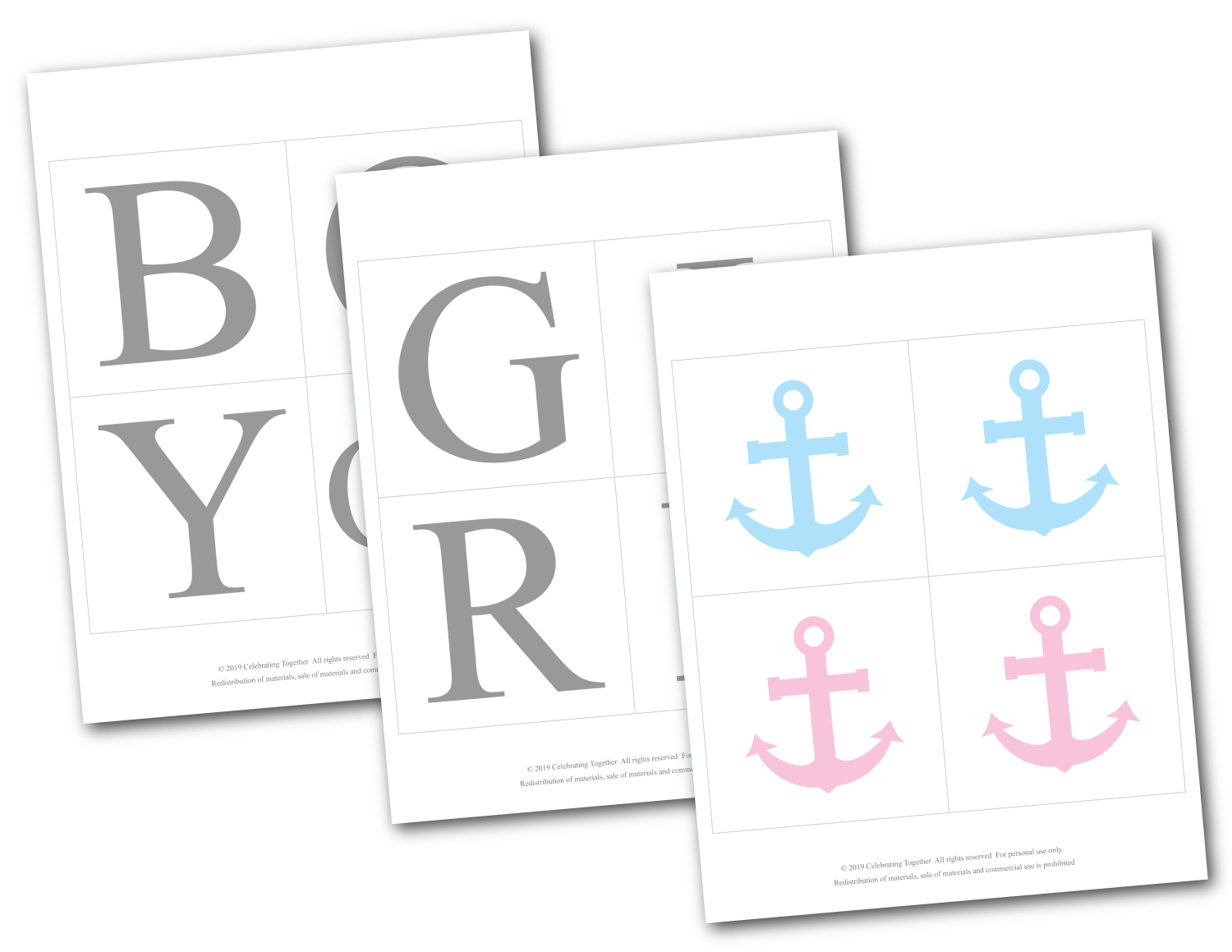 printable pages for diy nautical gender reveal banner boy or girl - Celebrating Together