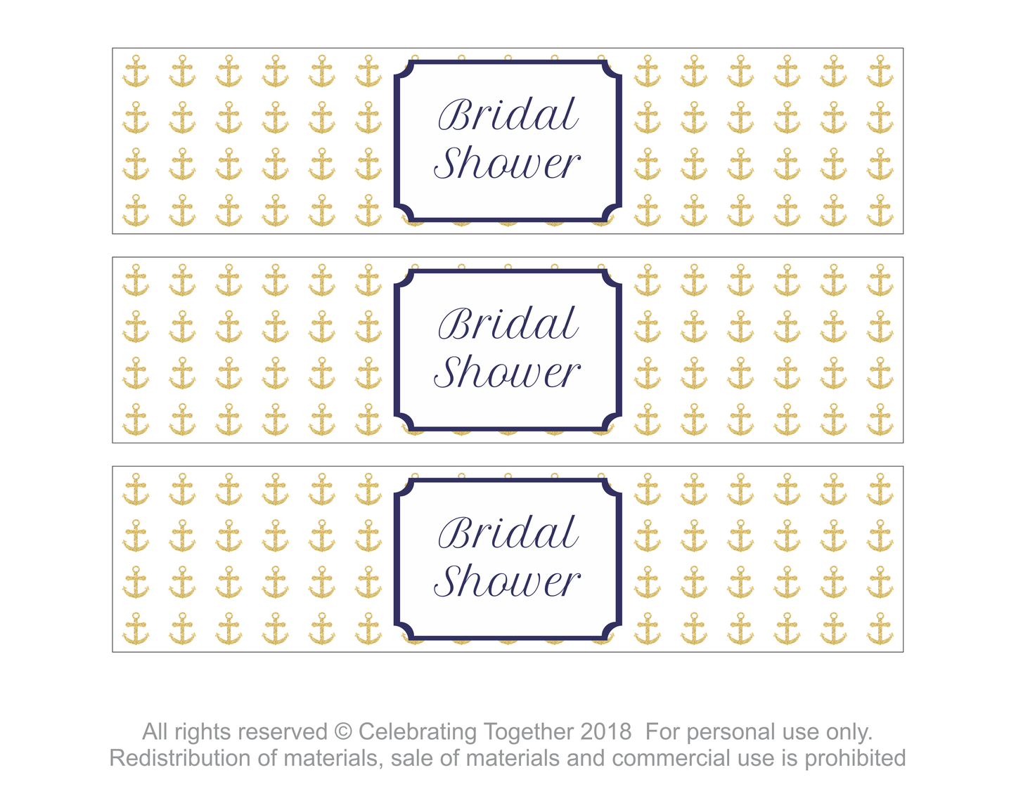 DIY gold bridal shower water bottle labels - Celebrating Together