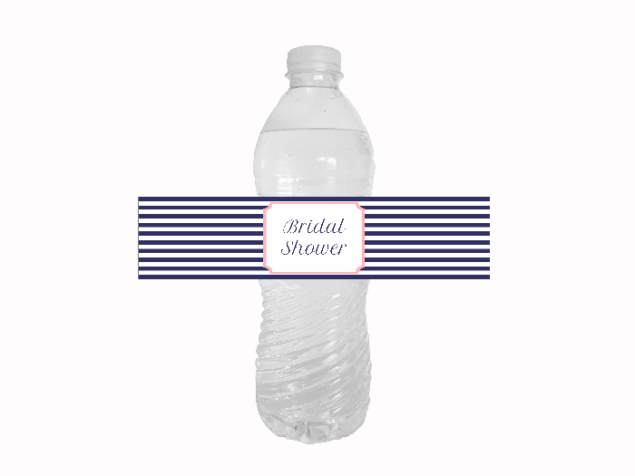 navy bridal shower decor - printable water bottle labels - Celebrating Together