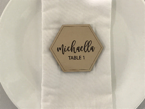 custom wedding table setting decor - wooden personalized name wedding reception escort cards 
