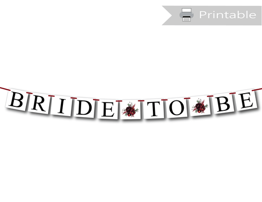 red and burgundy watercolor flower bride to be banner - Celebrating Together