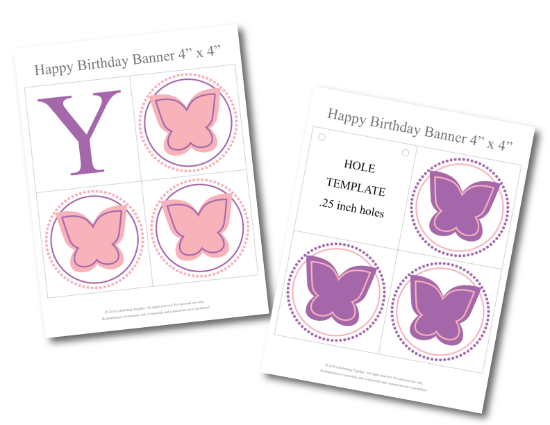 Pink and purple butterfly printables - Celebrating Together