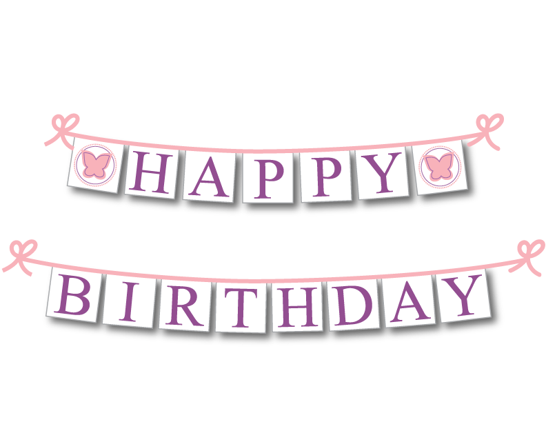 printable butterfly happy birthday banner - Celebrating Together