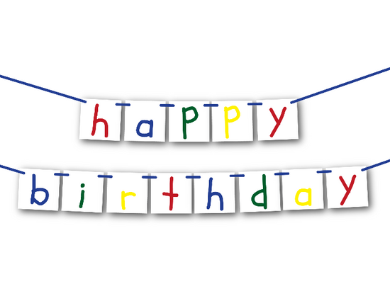 Colorful Printable Happy Birthday Banner - DIY Crayon Writing Banner ...