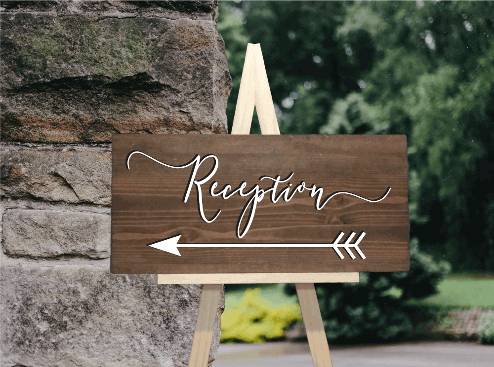 reception arrow sign - rustic wedding directional sign
