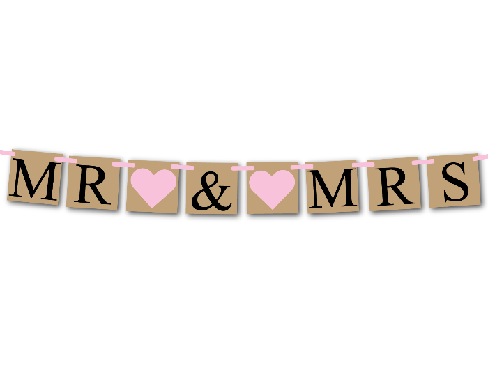 printable rustic mr and mrs sign - DIY wedding banner - Celebrating Together