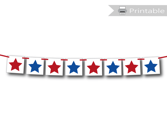 printable star banner - 4th of july decoration - Celebrating Together