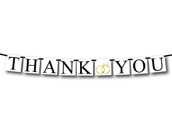 printable thank you banner with wedding rings - Celebrating Together