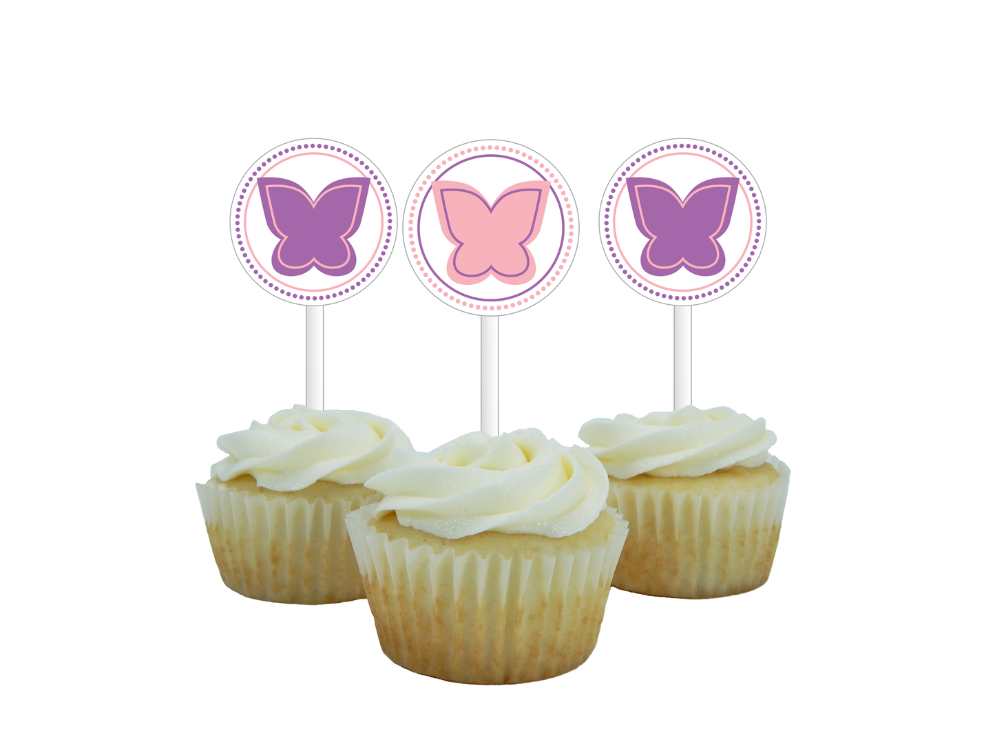 pink and purple butterfly cupcake toppers - Celebrating Together
