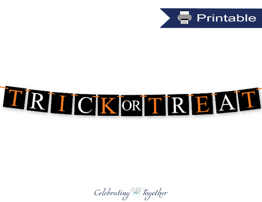 printable black trick or treat banner - Celebrating Together