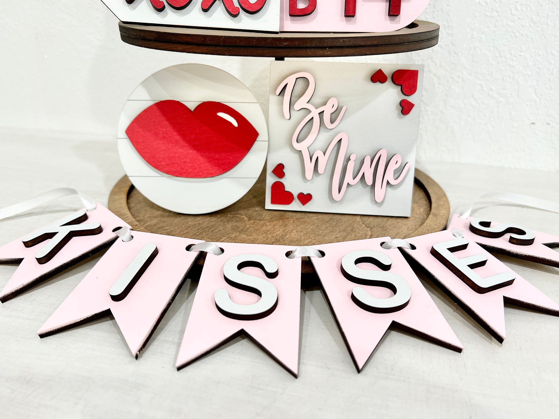 lips mini sign - be mine mini sign - kisses mini banner - valentines day tiered tray