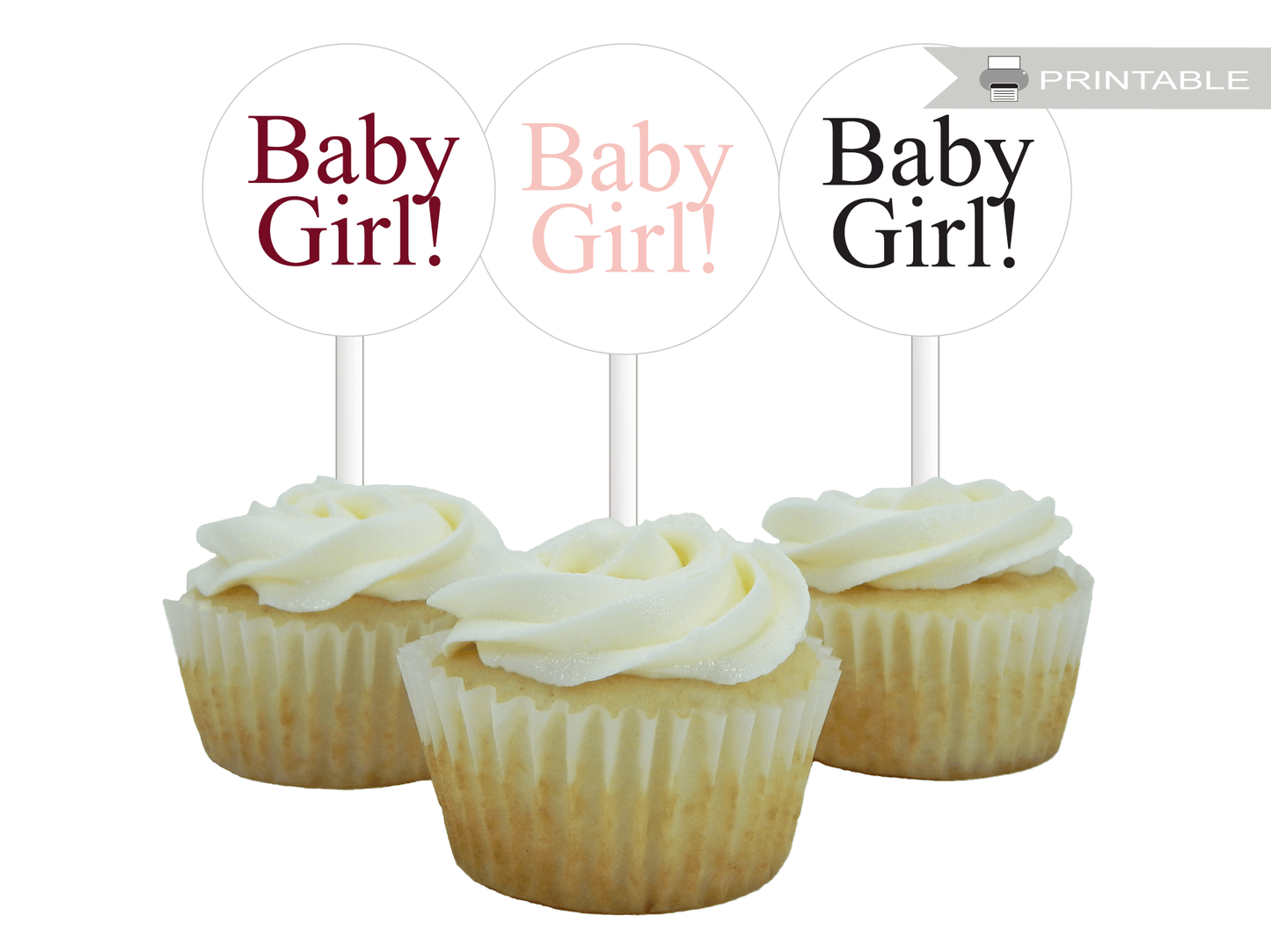 printable baby girl cupcake toppers