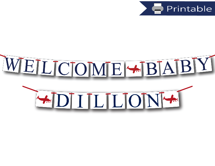 printable welcome baby banner and personalized baby name banner bundle - Celebrating Together