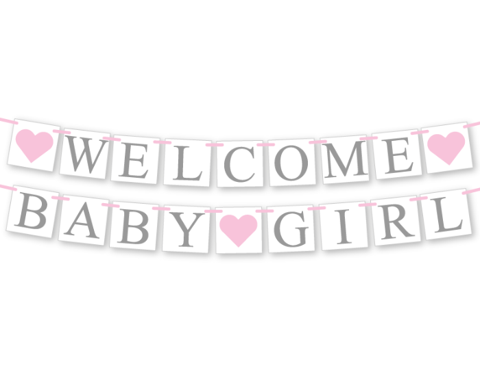 printable welcome baby girl banner - Celebrating Together