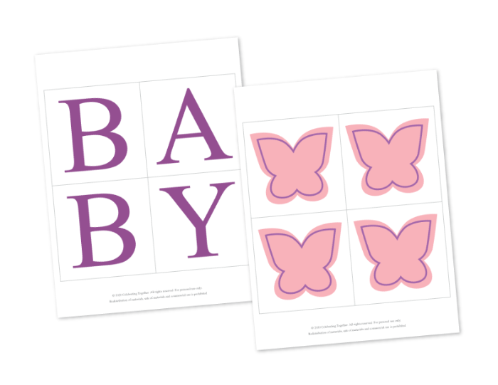 printable baby banner for butterfly baby shower - Celebrating Together