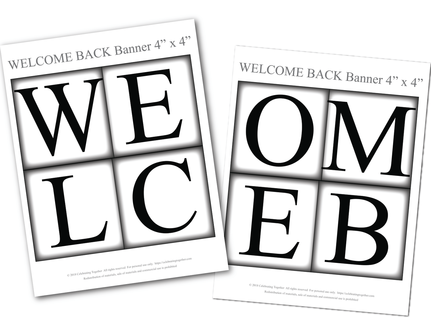 Printable pages for welcome banner - Celebrating Together