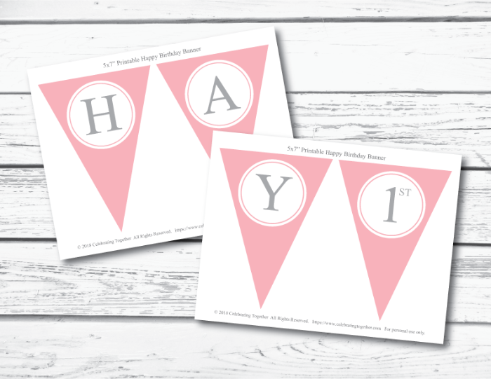 DIY pink and gray happy birthday banner - Celebrating Together