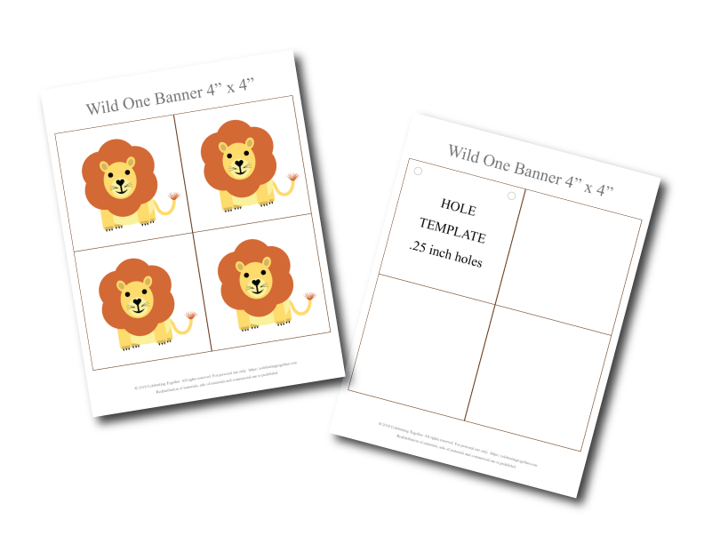 Printable lion birthday party banner - Celebrating Together
